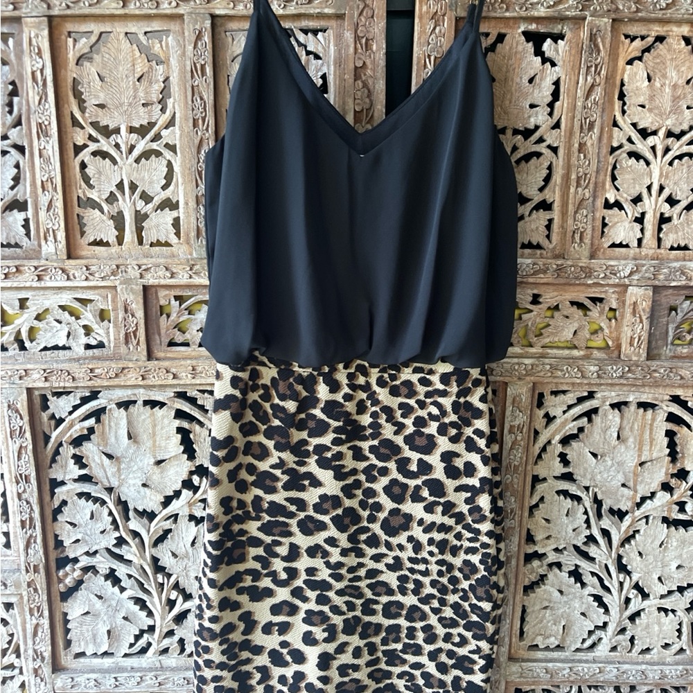 Guess Black leopard form fitting dress